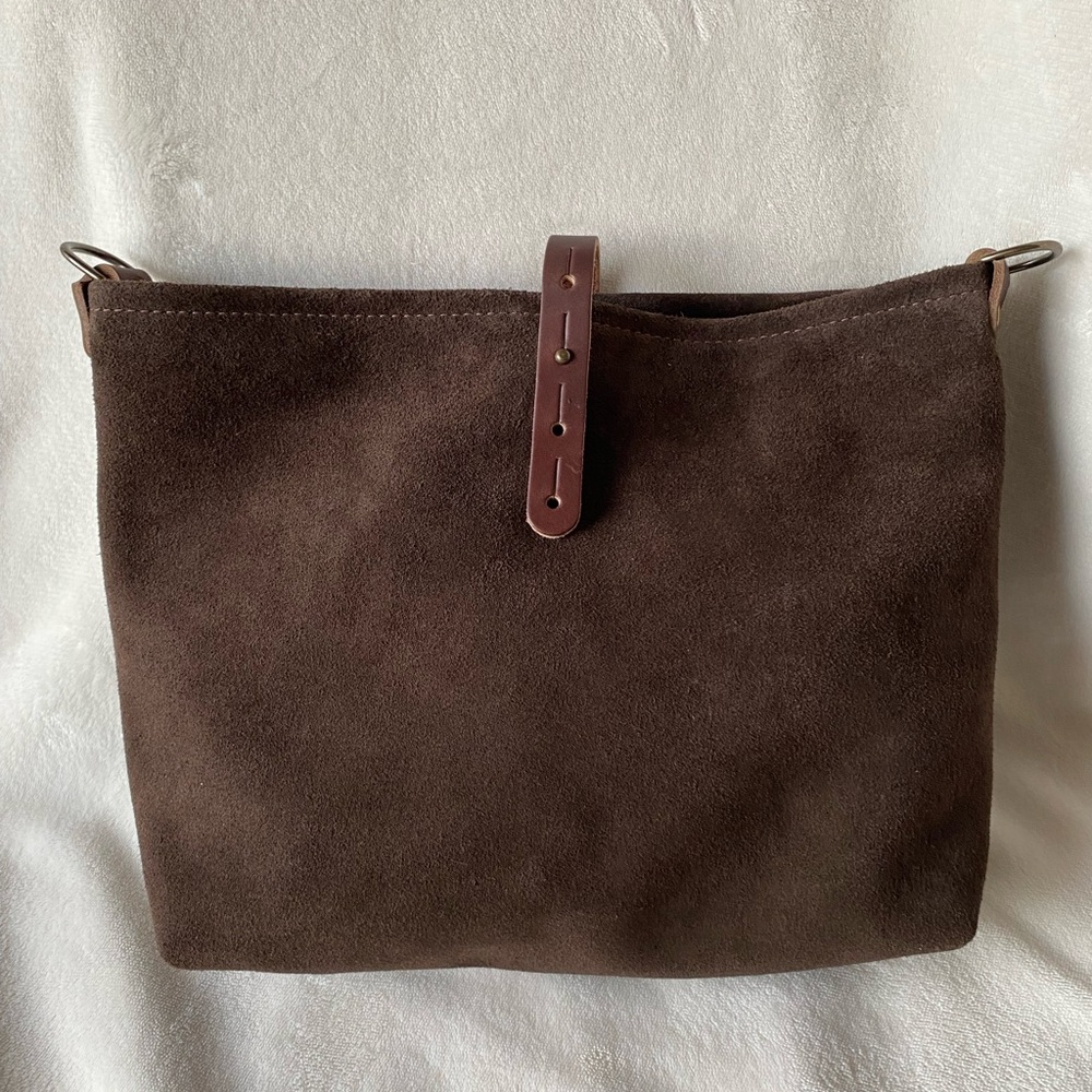 Go Forth Goods Chocolate Suede Small Avery Cossbody